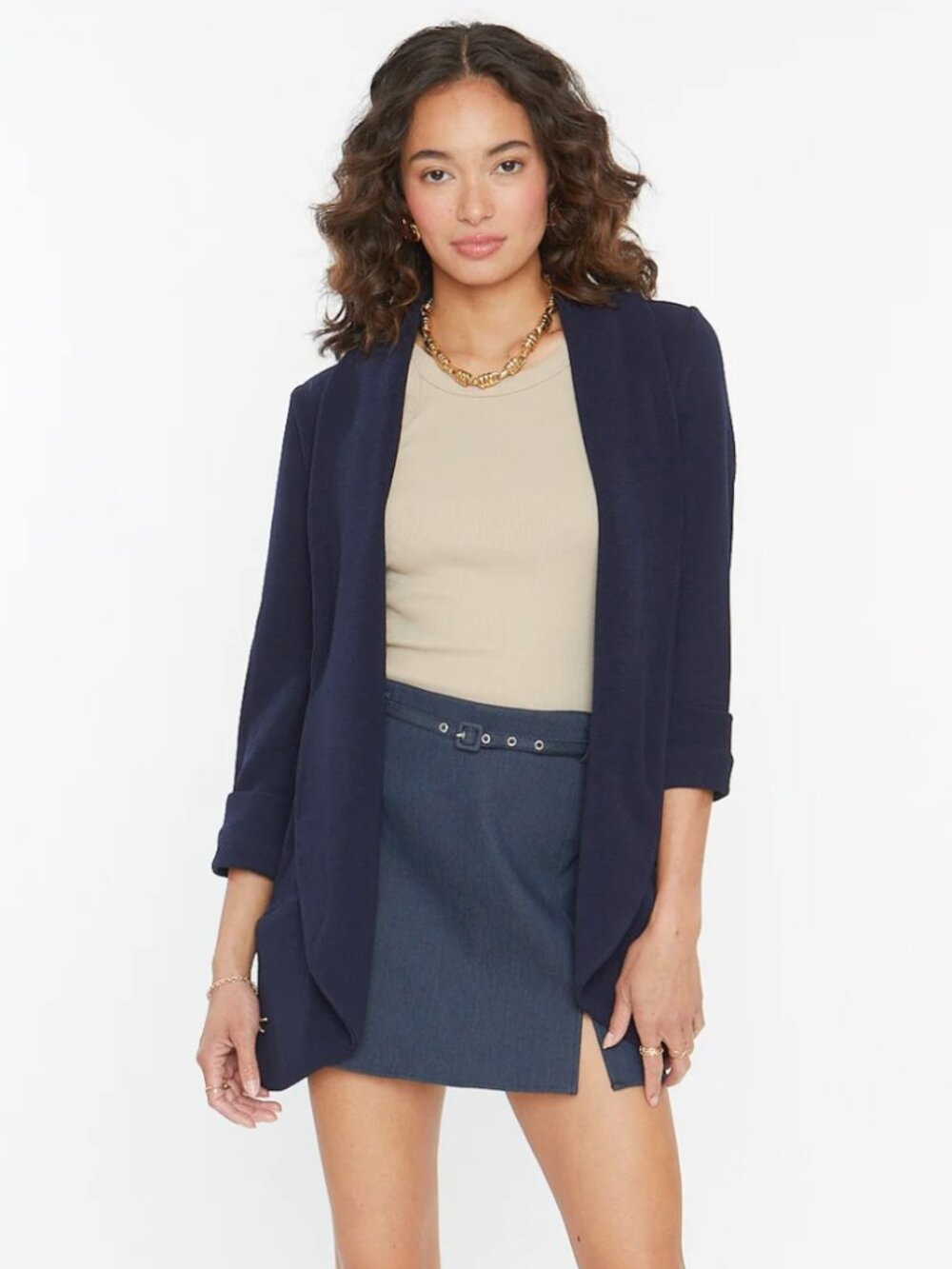 Frenchmauve - Womens Melanie Knit Tunic Navy Blazer - XL